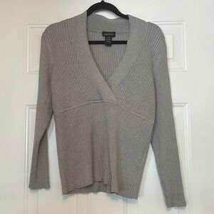 Lane Bryant Ribbed Knit Sweater 18/20 Gray V-Neck Casual Career Stretch
